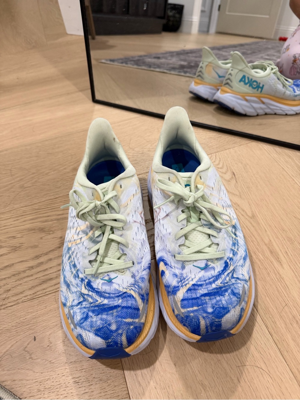 Hoka Women's Light Green, Blue & Yellow Running Shoes - Picture 4 of 8